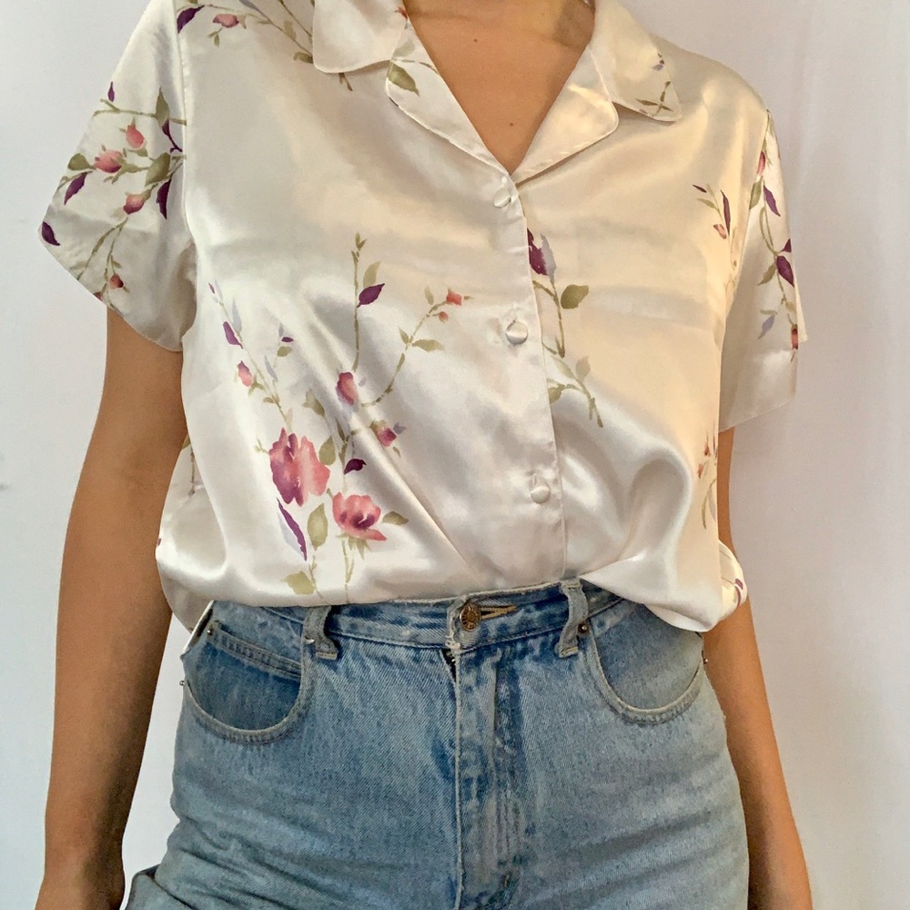 Silky Vintage Short Sleeve Button-Up